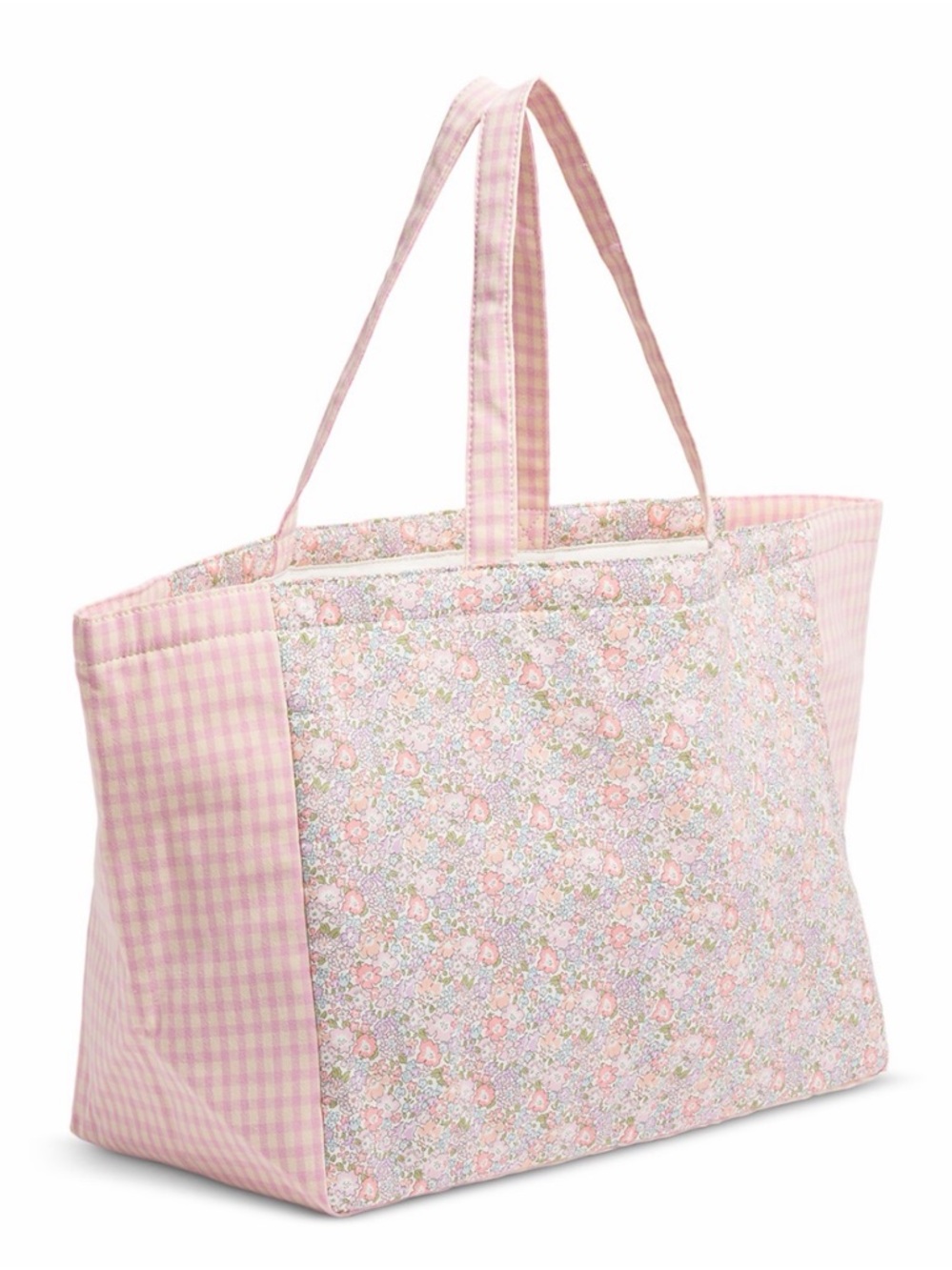 Stoney Clover Lane x Liberty London Fabric Pink Floral & Gingham Tote - Picture 2 of 3